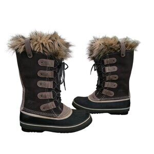 Sorel Joan of Arctic Suede Waterproof Snow Winter Lace Up Boots Gray 9 Worn Once